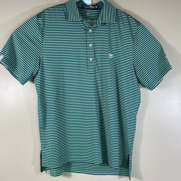 RLX Ralph Lauren Polo Shirt Mens Medium Short Sleeve Blue Green RSM Classic Golf - Picture 1 of 9